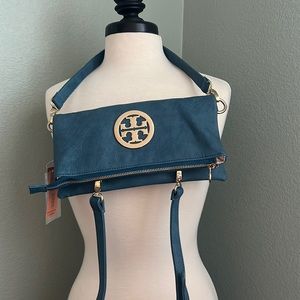 NWT Tory Burch Saffiano Zip Continental purse clutch two straps crossbody